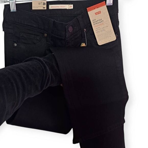 Levi's 314 Shaping Straight Women's Jeans size 26x30 NWT Soft Black Wash - Picture 4 of 11